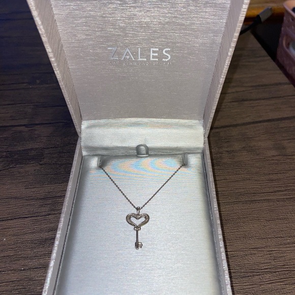 Zales 1/20 CT. T.W. Diamond Small Heart Key Pendant in Sterling Silver - Picture 3 of 3